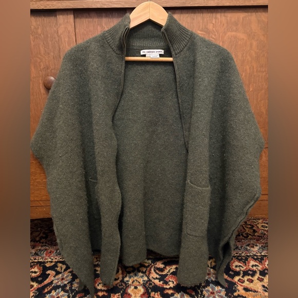 The Cashmere Project Front Zip Poncho Forest Green, One Size Fits All - Picture 6 of 15